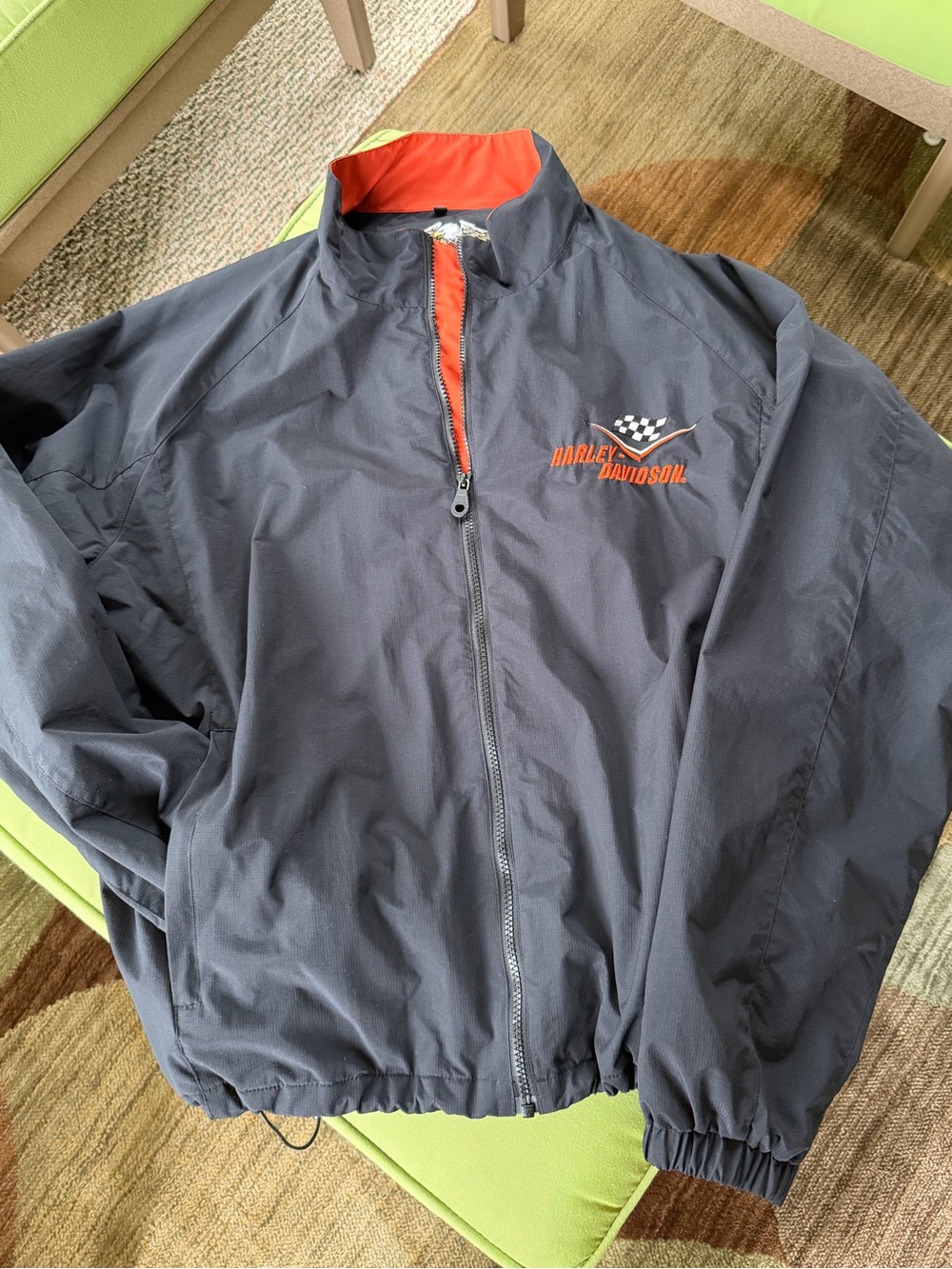 Harley-Davidson Black Windbreaker with Orange Accents XL